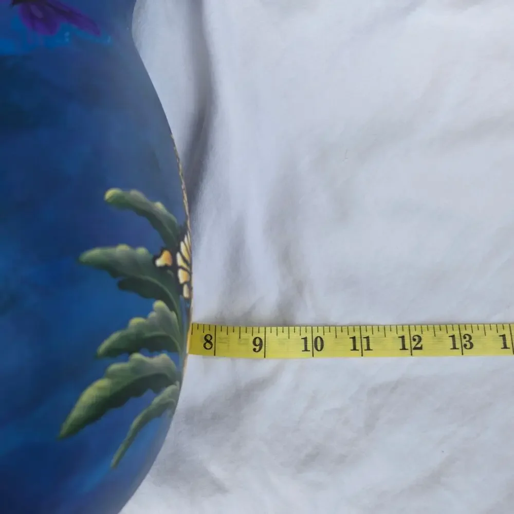 Handpainted Butterfly Hanging Gourd Birdhouse Blue Yellow Green Purple 16